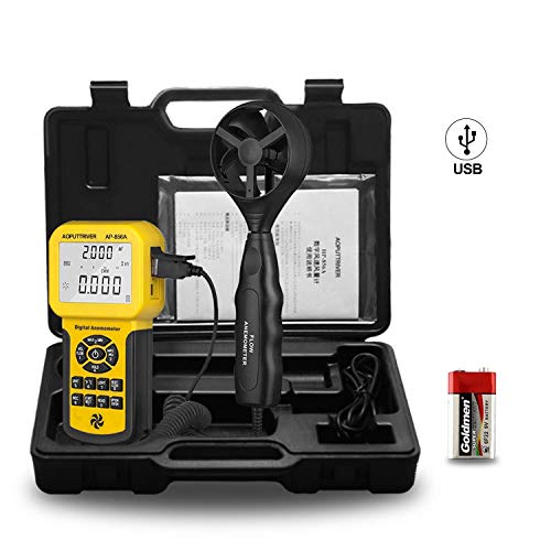 HVAC Anemometer, AOPUTTRIVER 856A CFM Meter Airflow Meter USB Export to PC - color: Warm Yellow