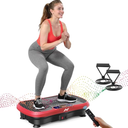 AXV Vibration Plate Exercise Machine Fitness Platform Body Vibrating Board - color: SLIM.RED