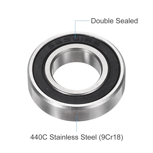 uxcell 2Pcs S6901-2RS Deep Groove Ball Bearings 12mm x 24mm x 6mm Double Sealed 440C Stainless Steel (ABEC3) - size: 12mm x 24mm x 6mm