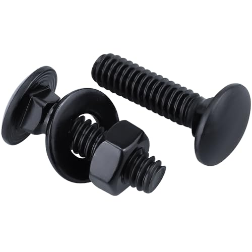 1/2-13 x 1 (8 Sets) Carriage Bolts Black, 304 (18/8) Stainless Steel Carriage Screws with Hex Nuts and Flat Washers, Square Neck Round Dome Head, Coarse Thread - size: 1/2-13 x 1"