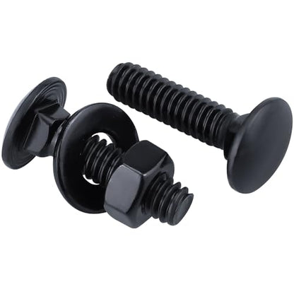1/2-13 x 1 (8 Sets) Carriage Bolts Black, 304 (18/8) Stainless Steel Carriage Screws with Hex Nuts and Flat Washers, Square Neck Round Dome Head, Coarse Thread - size: 1/2-13 x 1"