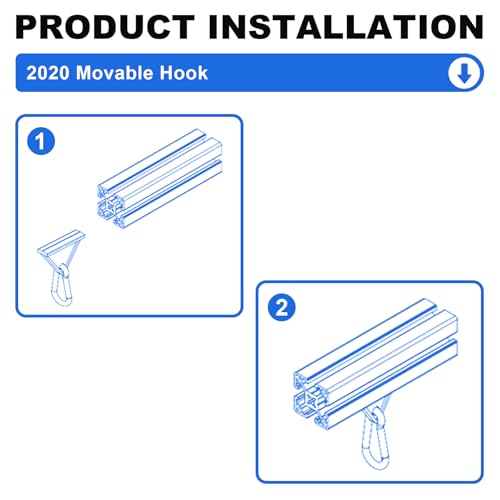 12 Pack 2020 Extrusion Sliding Hook Silver - color: Silver, size: 20-Sliding Hook
