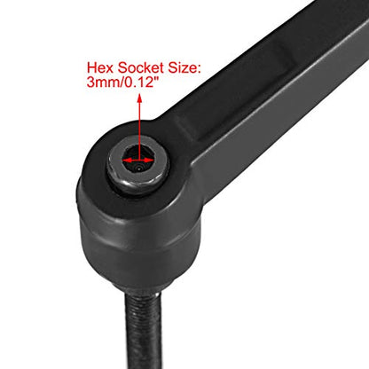 uxcell M5 x 50mm Handle Adjustable Clamping Lever Thread Push Button Ratchet Male Threaded Stud Knobs Locking Rotating Screw Handles Quick Release Bolt Black 2pcs - color: Black, size: M5 x 50mm