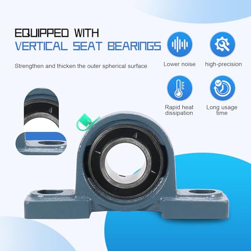 UCP207-20 Pillow Block Bearing,1-1/4" Bore Mounted Pillow Bearing Cast Iron Base -Self Aligning Chrome Bearing,4 Pcs - style: UCP207-20