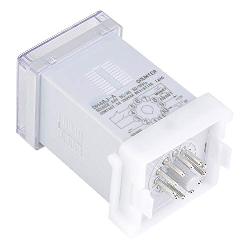 Digital Counter, 11-Pin Digital Counter Delay Time Relay DH48JA 1-999900 11-Pin LED Auto Display Digital Counter for Remote Control, Communication, Automatic Control(24V AC/DC)