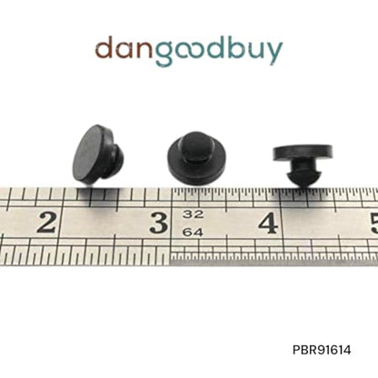 Fits 1/4" Hole - 9/16" Bumper Diameter - 1/8" Thick Material - Rubber Push-in Ridged Stem Bumper (4)