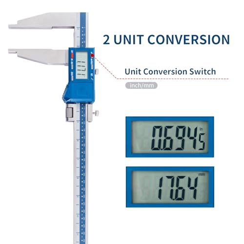 Dasqua 0-12"/300mm Heavy Duty Long Jaw Absolute Origin Digital Caliper, IP54 Stainless Steel Electronic Measuring Tool, in/mm Conversion, Accurary ±0.002"/0.04mm, Resolution 0.0005"/0.01mm - size: Heavy Duty 12"