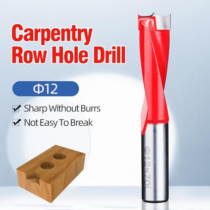 HUHAO 12mm Carbide Tipped Brad Point Boring Bit, Left Hand Dowel Drill Bits - size: 12mm Dia x 70mm Long x 10mm Shank L