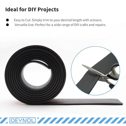 DEVNOL Self-Adhesive Neoprene Rubber Strips 1/16" Thick x 2” Wide x 12' Long, Sealing, Cushioning, Weather Stripping, Gaskets, and DIY Projects, Weatherproof - color: red adhesive backing, size: 1/16" x 2" x 12'