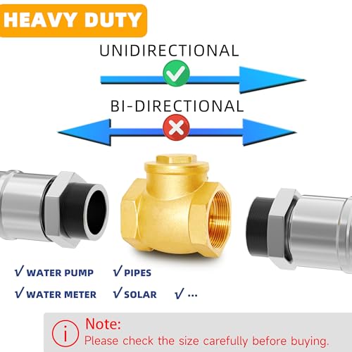 1-1/4" NPT Horizontal Swing Check Valve Brass Heavy-Duty Female Thread DN32 - size: 1 1/4 inch