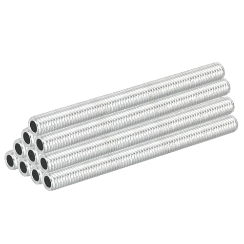 PATIKIL M8 Thread Carbon Steel Lamp Pipe, 10 Set 80 mm/3.15" Hollow Tube Thread Adapter Fasteners Hardware for Lamp Lights Chandelier Ceiling Light DIY, White Zinc Plating - size: M8x80mm