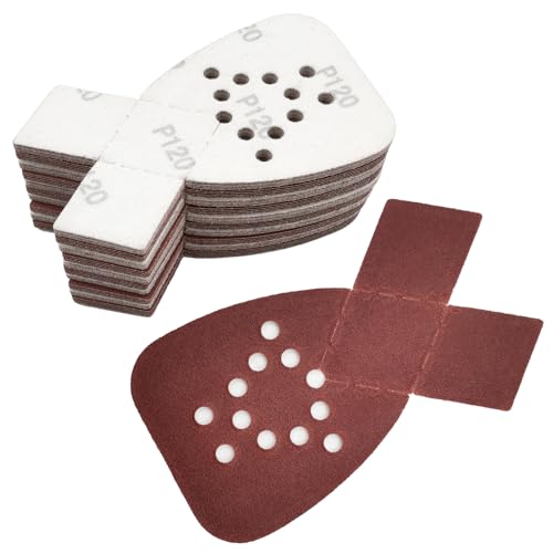 50PCS Mouse Sander Sandpaper with Extra 2 Tips for Replacement Detail Sander Sanding Pads 12 Holes Hook and Loop Black and Decker Mouse Sander Pads - style: 120Grits