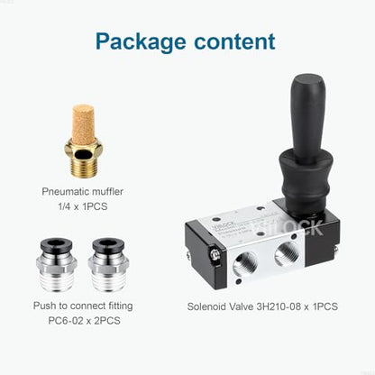 3H210-08 Hand Lever Valve 3 Way 2 Position 1/4"NPT for Air Cylinder - size: 1/4"NPT, style: 3 Way 2 Position
