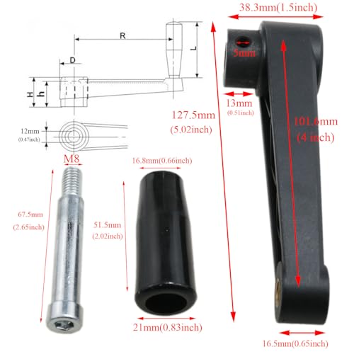 Folding Crank Handle, 12 mm Bore, 4 Inch Alloy Machine Lever