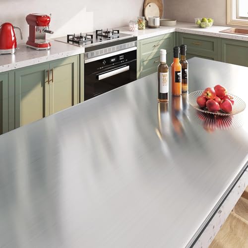 Livelynine 15.8x394 Heat Resistant Contact Paper for Countertops Waterproof Metallic Wallpaper Peel and Stick Counter Top Covers for Kitchen Appliances Dishwasher Refrigerator Freezer Dryer Wrap - size: 15.8" x 394"