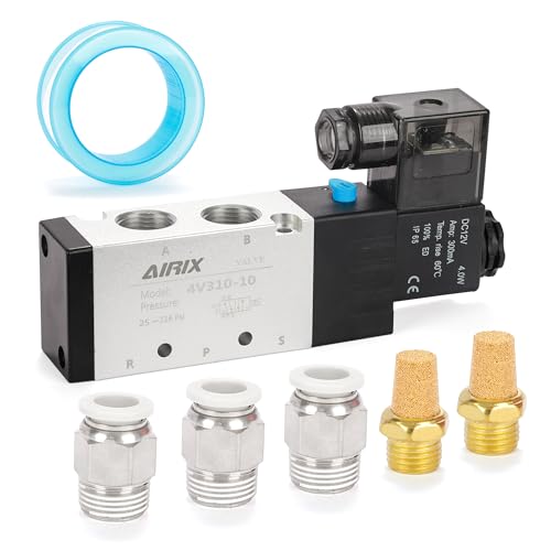 3/8" NPT Solenoid Valve 4V310-10, 5-Way 2-Pos, DC 12V, Junction Box - size: NPT3/8″, style: DC12/Junction on Box