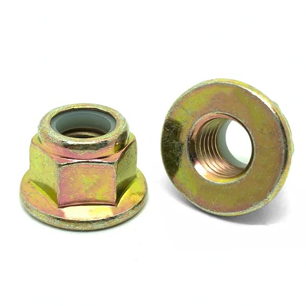 (3 Pieces) M16-2.0 Class 10 Nylon Insert Hex Flange Lock Nuts Zinc Yellow