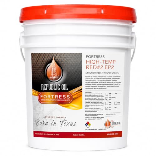 Republic Oil Premium Red #2 EP2 Lithium Complex Multi Purpose Grease Pail 35 lb – High Temp Extreme Pressure Wheel Bearing Grease for Chassis, 5th Wheels, Agriculture & Construction Made in USA - size: 35 lb Pail