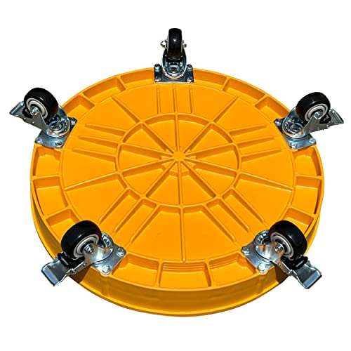 ELAFROS Heavy Duty Plastic Drum Dolly with Brake, 30/55 Gal, 900lb Yellow - color: Yellow, size: 1 Pack With Brake