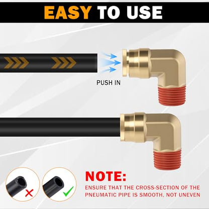 5PCS Brass DOT Air Line Fitting 1/2"Tube x3/8"NPT 90 Degree Elbow - size: 1/2" OD x 3/8" NPT, style: Quick Push 90° Elbows-5PCS