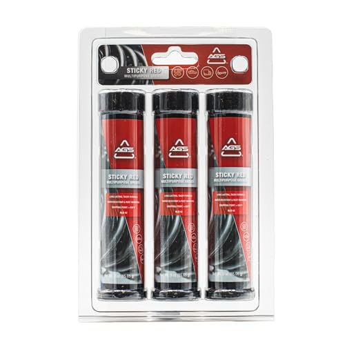 AGS Sticky Red Multipurpose Grease, Lithium Complex, 3 oz Tubes, Water Resistant, Extreme Pressure, 3 Pack