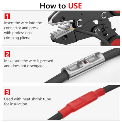 BAALA 20 PCS 8 Gauge Non-Insulated Butt Connectors Kit Tinned Copper, 20PCS Seamless Barrel Crimp Butt Splice Connector Wire Connectors with 20PCS 3:1 Heat Shrink Tubes - color: Tinned Copper