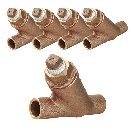 Midline Valve 322D334-5 Y-Strainer with Stainless Steel Mesh Screen, Pipeline Filter Valve, 1-1/2 in. Sweat, Cast Brass (5 Pack) - size: 1-1/2 in., style: 5 Pack