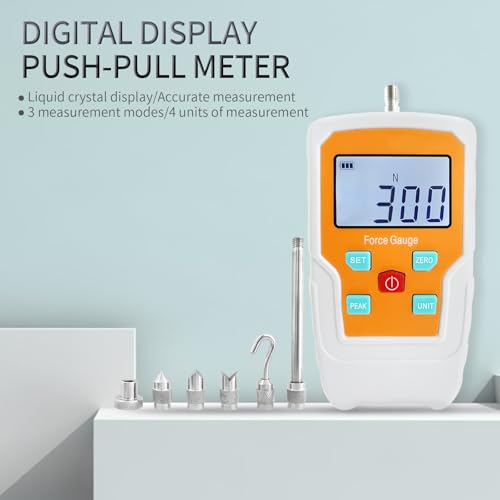 Digital Force Gauge Push and Pull Meter Dynamometer Tension Pressure Tester Thrust Meter Compression Load Plug Force Destructive Tests 300N/30kg/65lbf/1080Oz - size: 65LB 300N