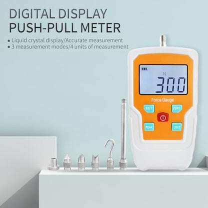 Digital Force Gauge Push and Pull Meter Dynamometer Tension Pressure Tester Thrust Meter Compression Load Plug Force Destructive Tests 300N/30kg/65lbf/1080Oz - size: 65LB 300N