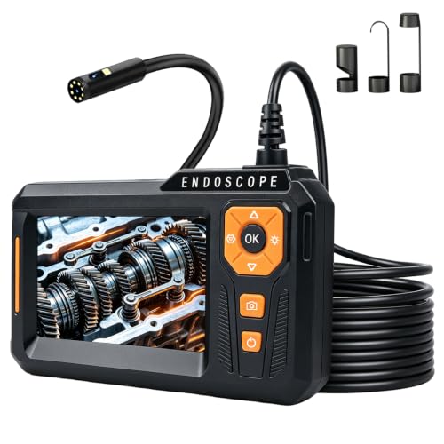 Dual Lens Endoscope Camera with Light, 5" IPS Screen 1080P HD Borescope