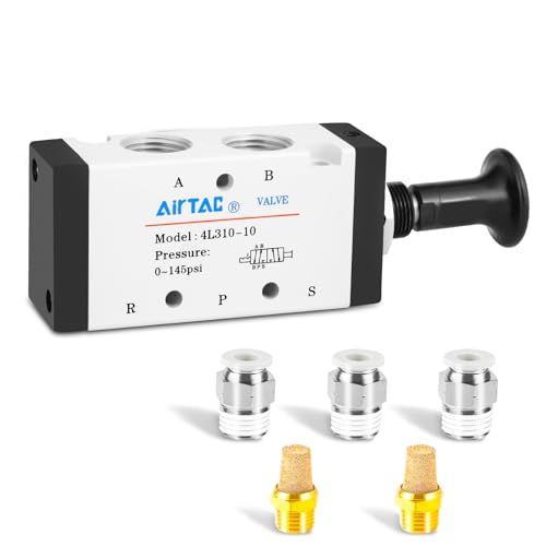 4L310-10 3/8"NPT 5 Way 2 Position Push-Pull Air Hand Lever Pneumatic Valve - size: 3/8"NPT, style: 5 Way 2 Position