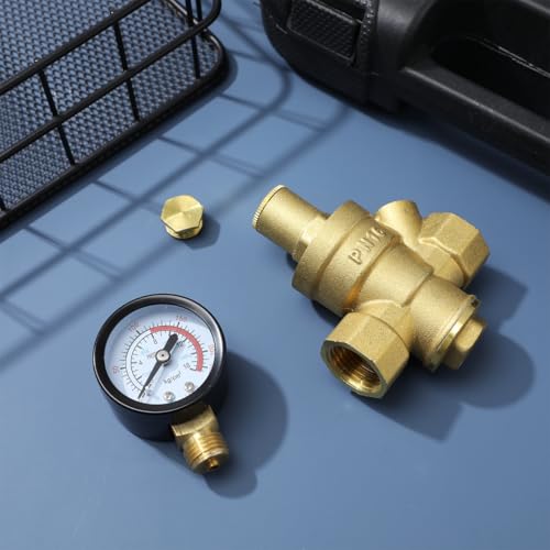 NOLITOY 1/2 inch Adjustable Copper Water Pressure Regulator with Gauge