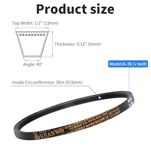 A36 Drive V-Belt, 36" Inner Circumference - size: A36 or 4L380