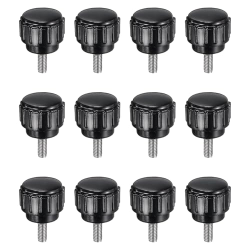 uxcell 12pcs Knurled Clamping Knobs M3 x 8mm Metric 304 Stainless Steel Male Thread Thumb Screw on Type 14mm Plastic Round Head Threaded Hand Bolt Stud Knobs Black - size: M3 x 8mm x 14mm