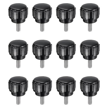 uxcell 12pcs Knurled Clamping Knobs M3 x 8mm Metric 304 Stainless Steel Male Thread Thumb Screw on Type 14mm Plastic Round Head Threaded Hand Bolt Stud Knobs Black - size: M3 x 8mm x 14mm