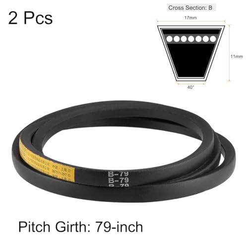 uxcell B79 V-Belts 79" Pitch Length, B-Section Rubber Drive Belt 2pcs - size: 79"