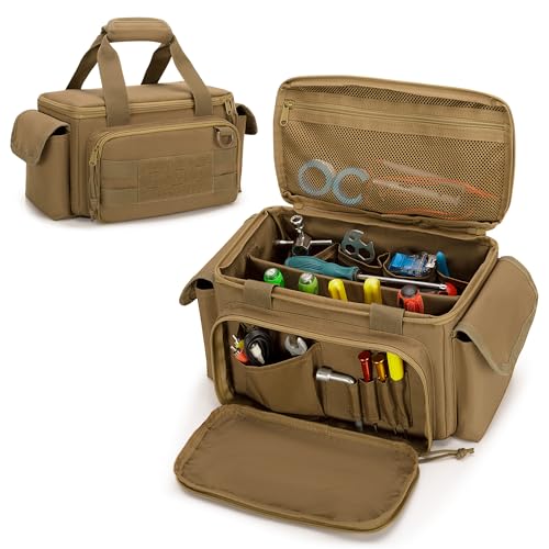 Rexmica Small Tool Bag Tool Storage Organizer Tactical Range Bag, Khaki - color: Khaki