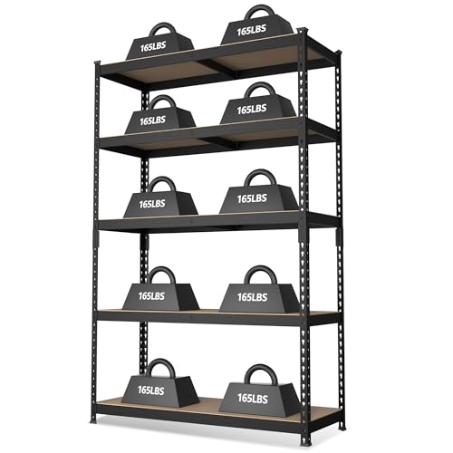WORKPRO Shelving with MDF Board, 35-3/10”W x 17-1/2”D x 72”H, 1650LBS Load - color: Black, size: 35.3"W x 17.5"D x 72"H