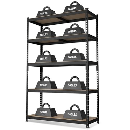 WORKPRO Shelving with MDF Board, 35-3/10”W x 17-1/2”D x 72”H, 1650LBS Load - color: Black, size: 35.3"W x 17.5"D x 72"H
