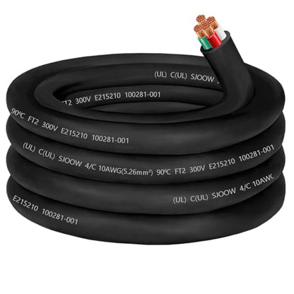 25ft 10/4 Wire 10AWG SJOOW Portable Power Cable Cord,10 Gauge 4 Conductor - size: 25 FT, style: 10AWG(4-Conductor)