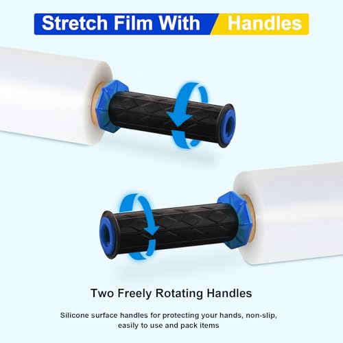 Stretch Film, RAZCC Stretch Wrap Industrial Strength, Shrink Wrap for Pallet Wrap, Heavy Duty Clear Plastic Wrap with Handles, Moving Wrapping Plastic Roll, 15" x 1000 Ft Per Roll, 60 Gauge, 3 Pack - size: 3 Rolls