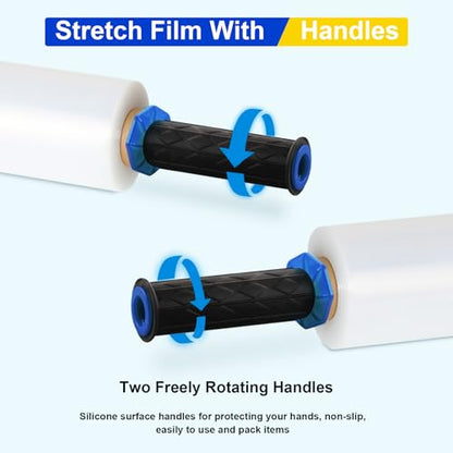 Stretch Film, RAZCC Stretch Wrap Industrial Strength, Shrink Wrap for Pallet Wrap, Heavy Duty Clear Plastic Wrap with Handles, Moving Wrapping Plastic Roll, 15" x 1000 Ft Per Roll, 60 Gauge, 3 Pack - size: 3 Rolls