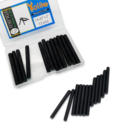 12pcs Black Zinc Fully All Threaded Rod Carbon Steel Long Thread Screw 1/4x2 for Furniture Garden Railing Mounting Assembly Fastening Steel Frame Connection Full Thread Rod for Furniture - size: Black-Zinc 1/4x2 Inch-12P