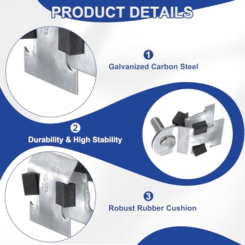 HARFINGTON 6pcs Rubber Cushion Strut Clamp 3/4" Universal Carbon Steel Strut Clamps with Bolt and Nut for Copper PEX Pipes CVPC Tubing, Silver Black - size: 3/4"