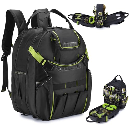 KSIBNW Tool Backpack Heavy Duty 45-Pockets Organizer Bag for Men,Lightgreen - color: Lightgreen
