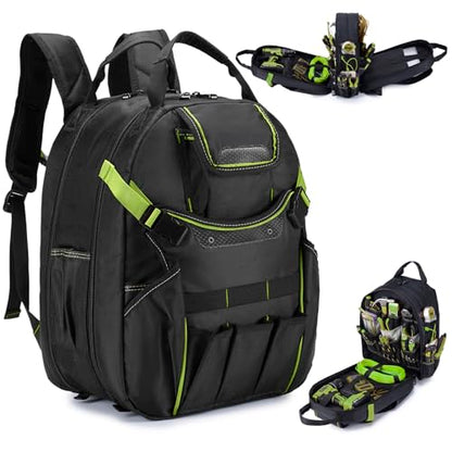 KSIBNW Tool Backpack Heavy Duty 45-Pockets Organizer Bag for Men,Lightgreen - color: Lightgreen