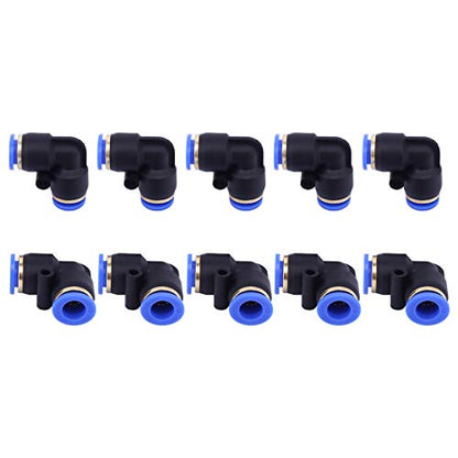 SNS Push to Quick Connect Tube Fitting 3/8" Tube OD Union Elbow Plastic(10 PCS) SPV-3/8 - size: SPV-3/8