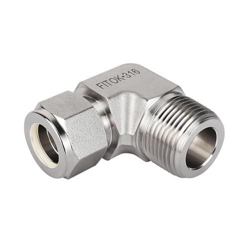 316 Stainless Steel Compression Tube Fitting Male Elbow 1/8" Tube OD x 1/4" Male NPT 8000 psi, SS-LM-FL2-NS4 - size: 1/8" OD x 1/4" MNPT
