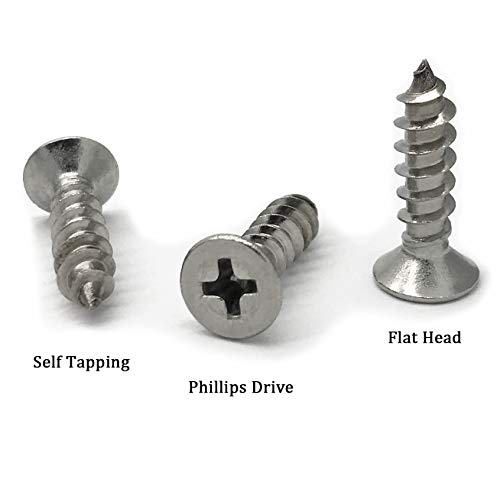 5 x 20mm Screw, Flat Head, Phillips Drive, Self Drilling, 304 Stainless Steel Drywall Wood Screws 100Pcs - size: 5 x 20mm