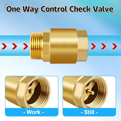Boltigen 1/2" Brass Check Valve, NPT Spring One-Way Backflow Preventer - size: 1/2" Female * 1/2'' Male